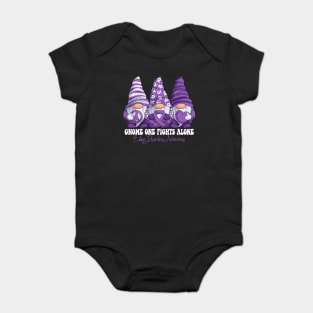 Funny Gnomies Eating Disorders Awareness Month Purple Ribbon Gift Idea Baby Bodysuit